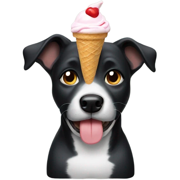 Black dog eating ice cream emoji