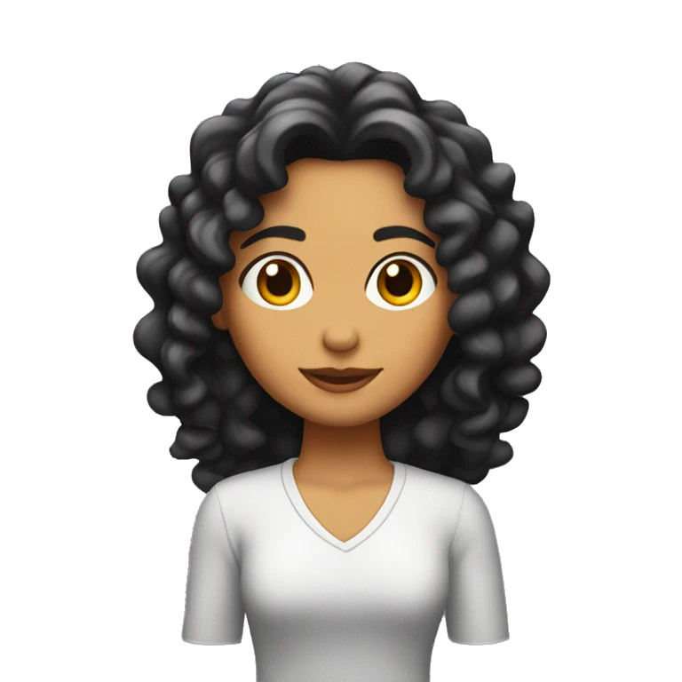 Chica morena con pelo rizado emoji