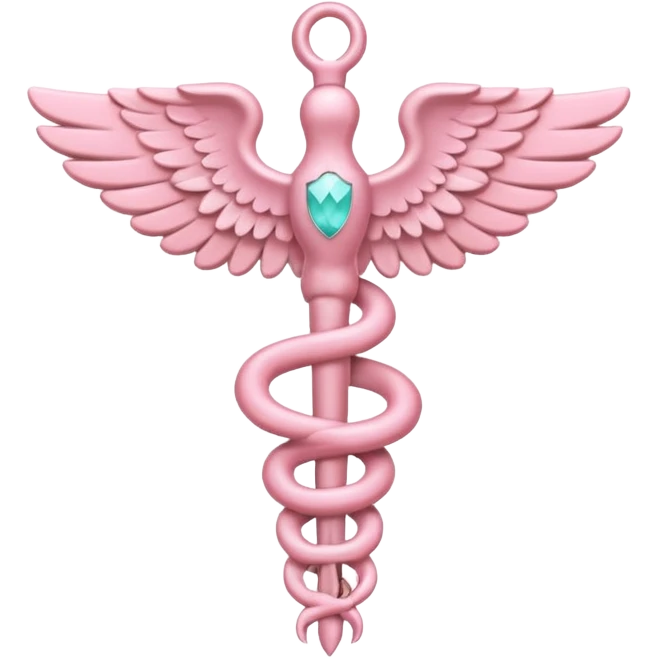 caduceus symbol, soft pastel pink, iOS emoji style, variation 3 emoji