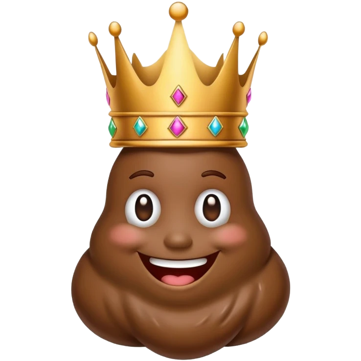 poop king with crown, cartoon character emoji