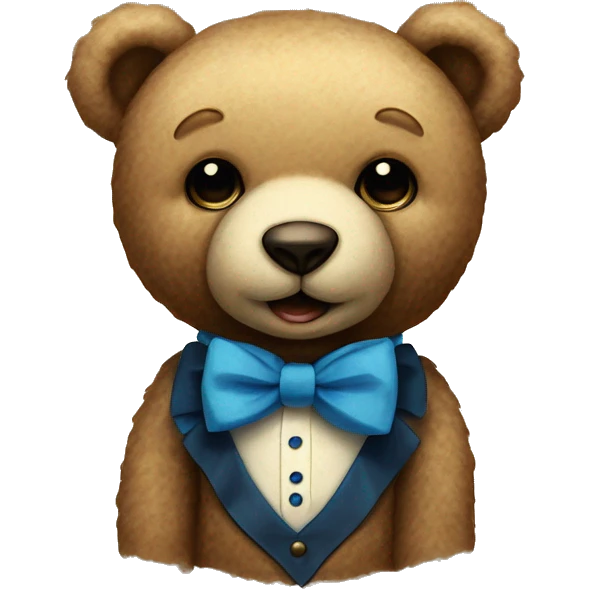 Aesthetic vintage teddy bear with a blue bow tie emoji