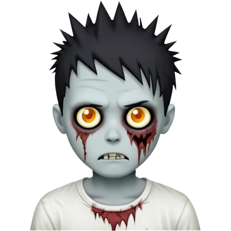 zombie boy with spiky emo hair and white shirt emoji
