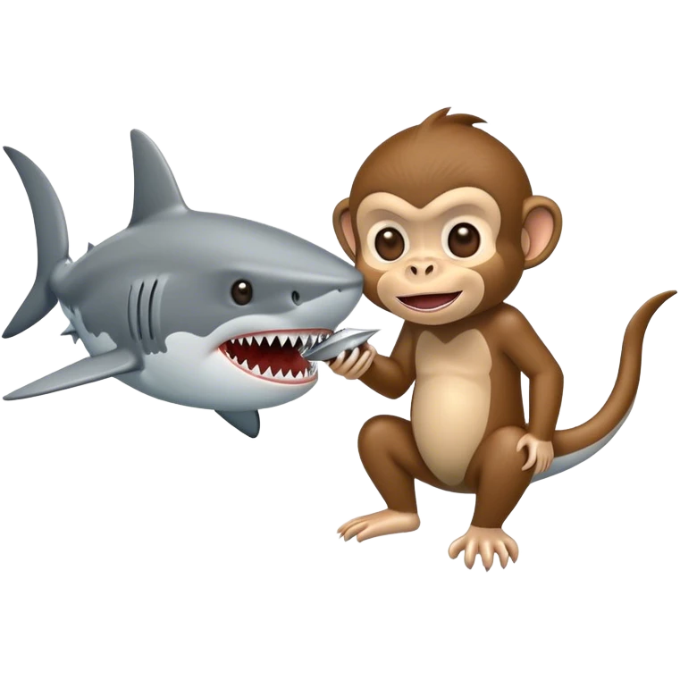Monkey eating a shark emoji
