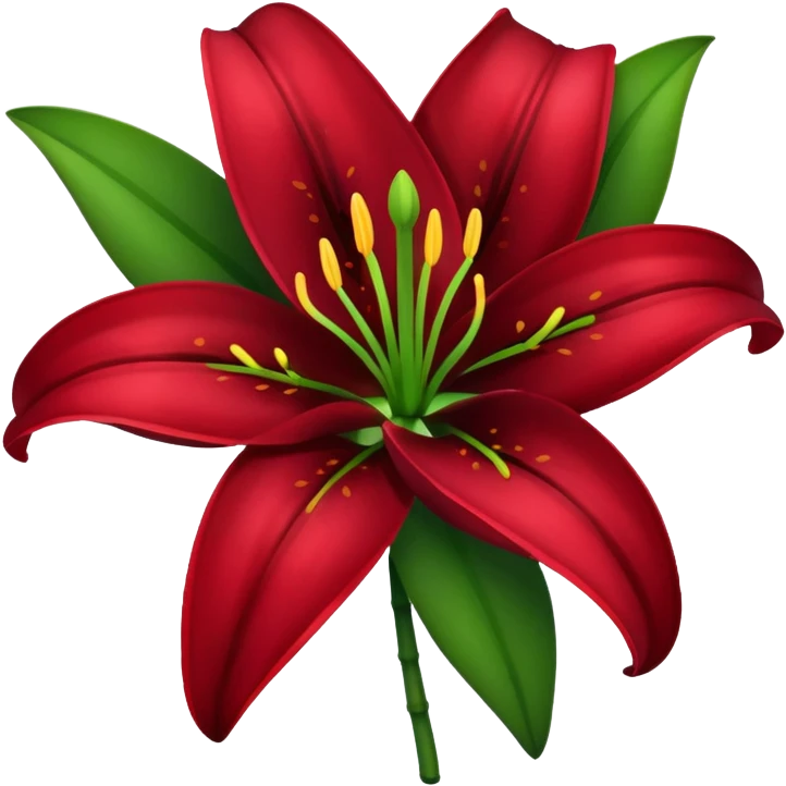 A lily flower in a dark cherry red colour with a stem emoji