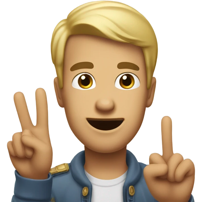 add a peace sign and make the man stick his tongue out in between the fingers of a peace sign  emoji