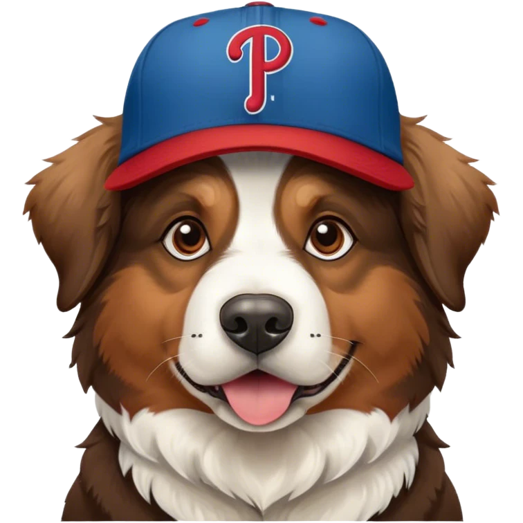 Bernie’s mountain dog wearing a Phillies baseball hat emoji