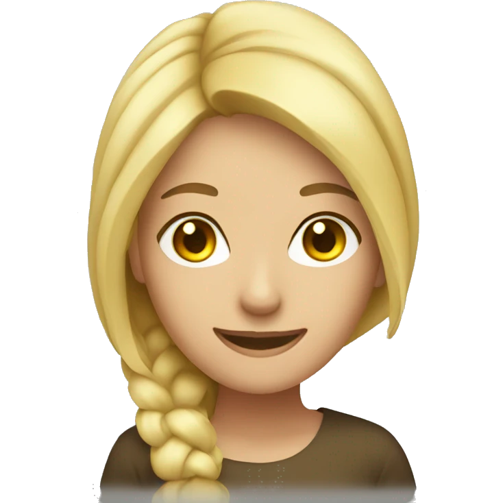 blonde female happily studying emoji