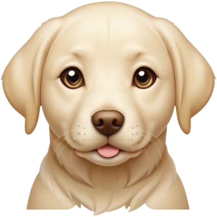 Cinematic Cute Cream Labrador Portrait Emoji, Head tilted playfully and inquisitively, featuring a silky cream Fur with a gentle sheen, round, sparkling warm eyes filled with curiosity, Simplified yet irresistibly adorable features, highly detailed, glowing with a warm, friendly glow, high shine, affectionate and spirited, stylized with a touch of whimsy, bright and endearing, soft glowing outline, capturing the essence of a mischievous yet loving companion, so playful it feels like it could dash out of the screen and into your arms! emoji