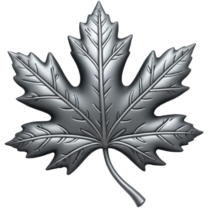 Black and silver filigree maple leaf, 3D, extremely detailed design emoji