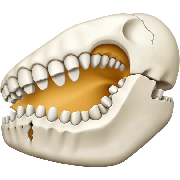 Detached jawbone lying cracked on the ground. emoji