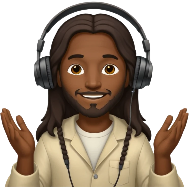 African American Jesus Christ  holding a pair of headphones emoji
