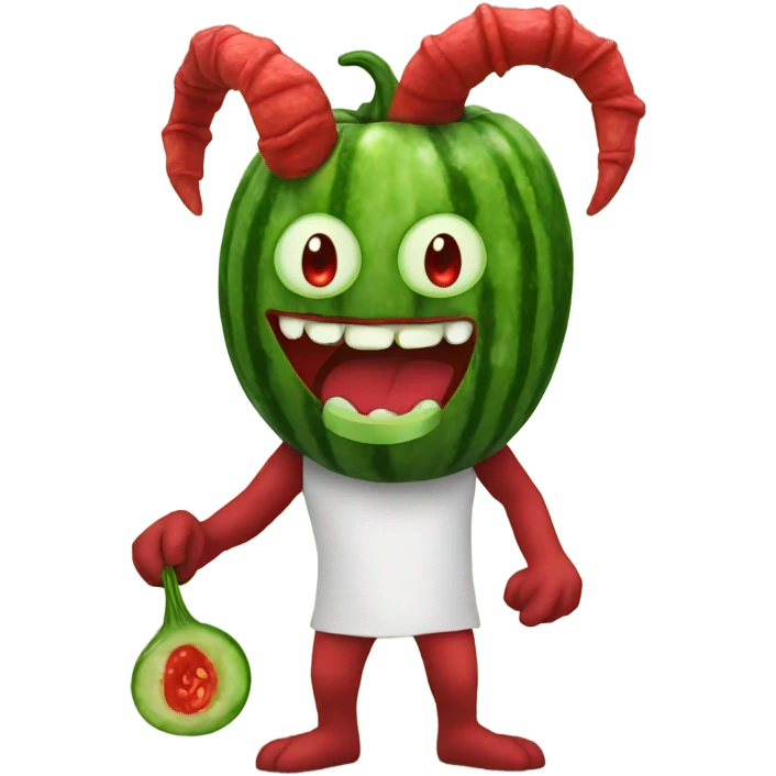 Red demon with cucumber  emoji