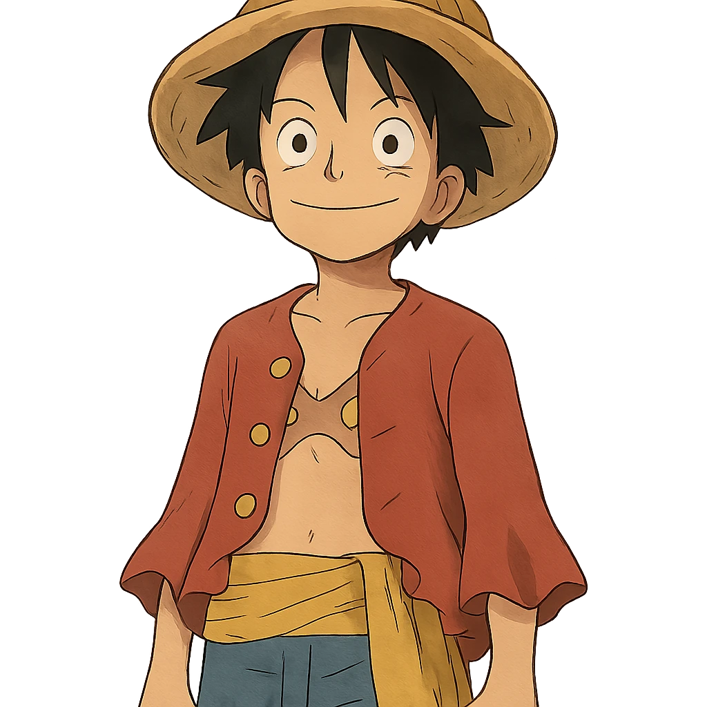 Luffy from One Piece in ghibli style emoji