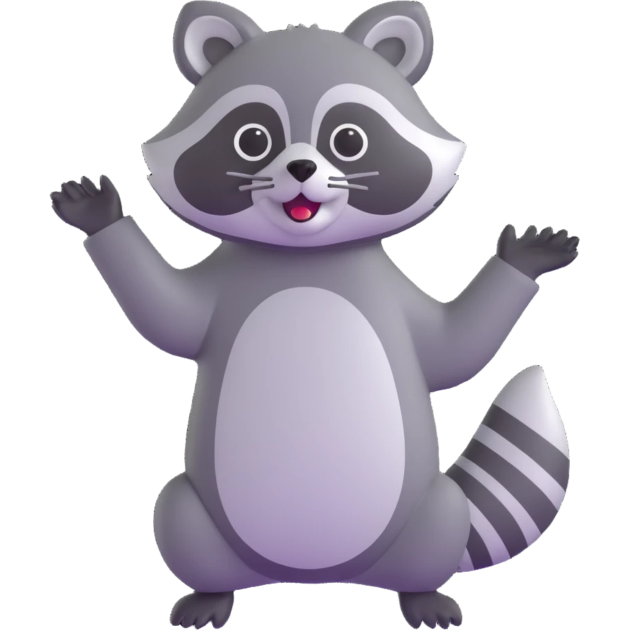 raccoon waving hello emoji