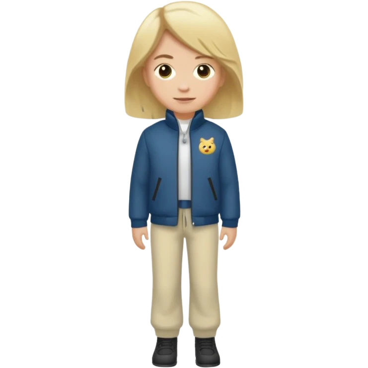 bitte mach mir ein typen der blond ist mit in einer 6pm jacke und eine weißen hose emoji