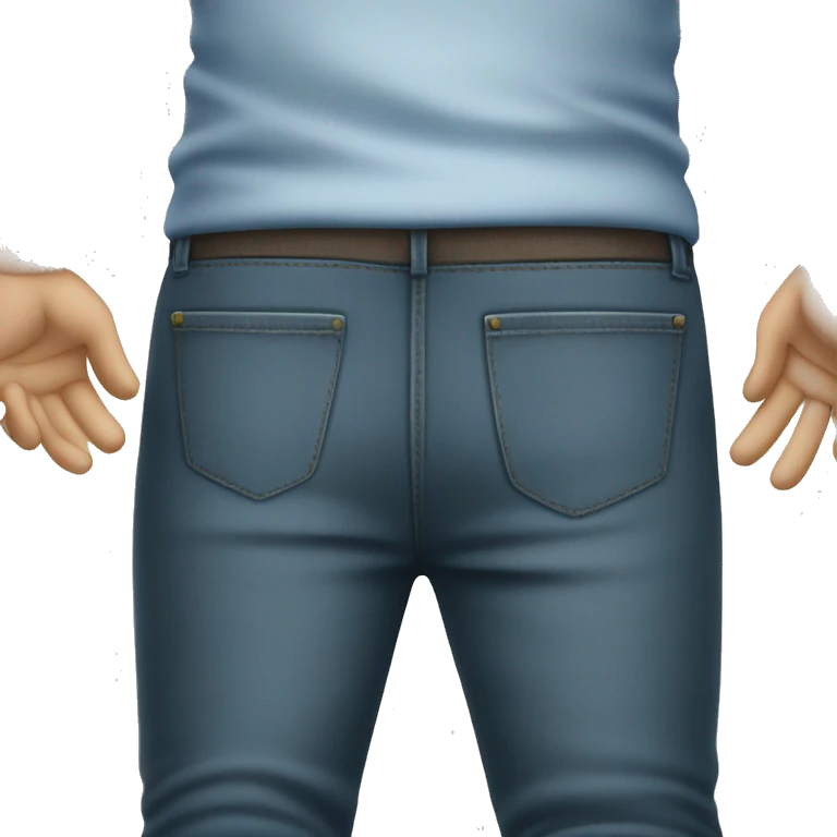 Hands in pants back pockets while sitting emoji