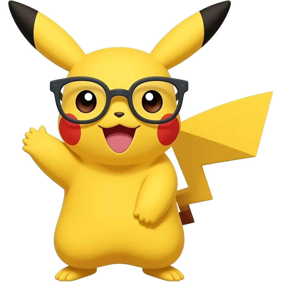 pikachu with glasses happy emoji