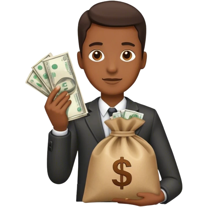 one hand holding a bag of money emoji
