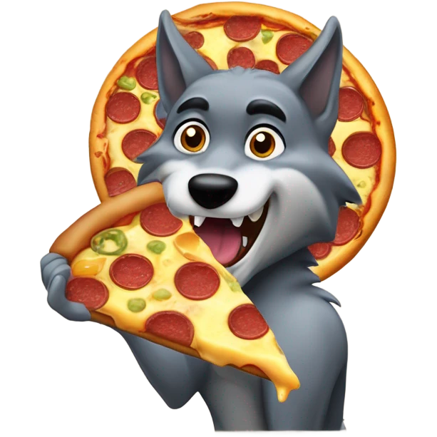 Wolf eating pizza emoji
