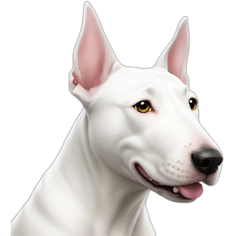 Completely White bull terrier with pointy ears emoji