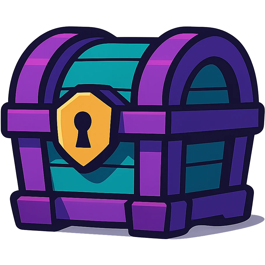 purple and teal rewards chest vibrant toon style emoji