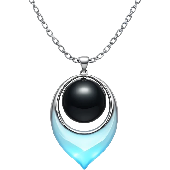 ethereal onyx pendant suspended midair, shimmering silver chain invisible, glowing faintly emoji
