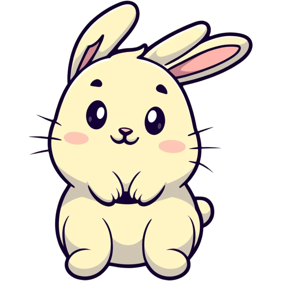 vanilla bunny typing fast, cheeks puffed emoji