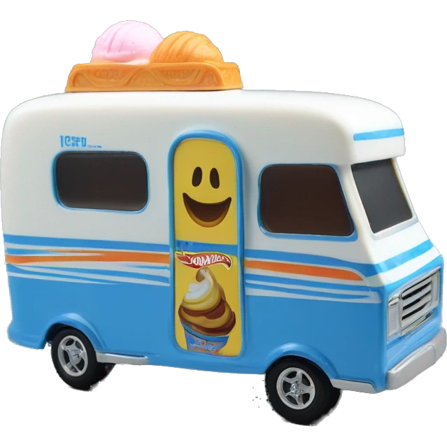 Hot wheels style, 1971, good humor ice cream caravan, blue  emoji