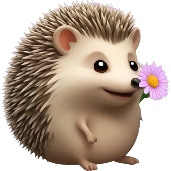 Hedgehog with flower emoji