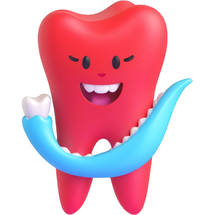 tooth with a shiny hair gel wave, cheerful and friendly emoji