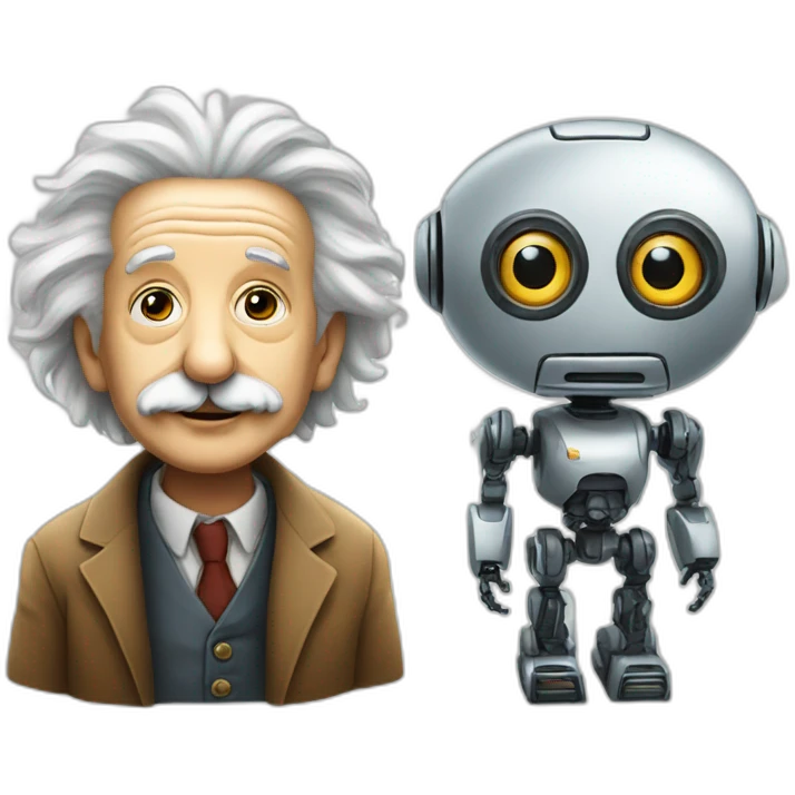 einstein and a robot emoji