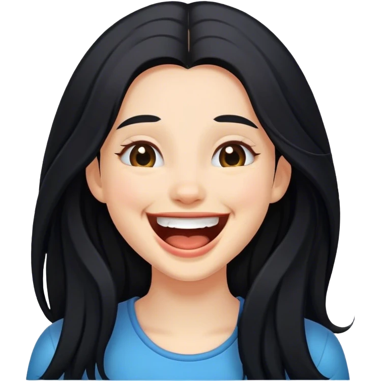 laughing girl with black long hair emoji