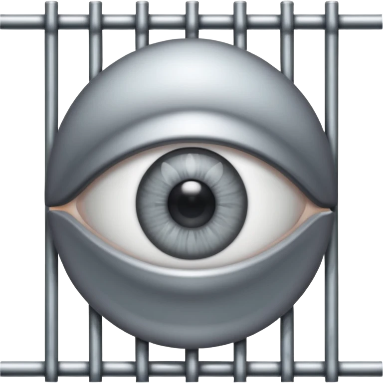 Large eye behind metal bars. emoji