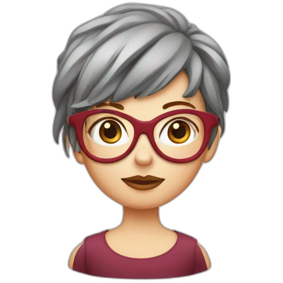 Fille rousse frisée avec des lunettes emoji