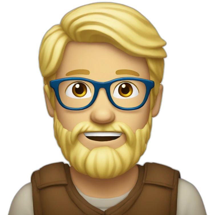 Blond man blue eye glasses beard eating hazelnut emoji