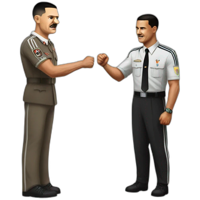 Hitler with ronaldo playing rock paper scissors emoji