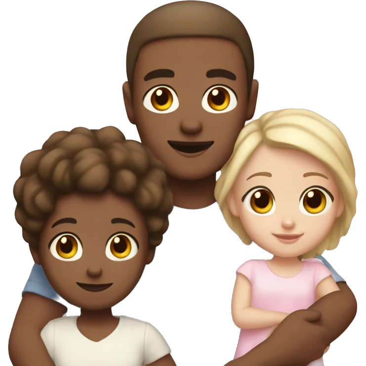 family of 3 with mom white skin dad light brown skin and white skin baby girl emoji
