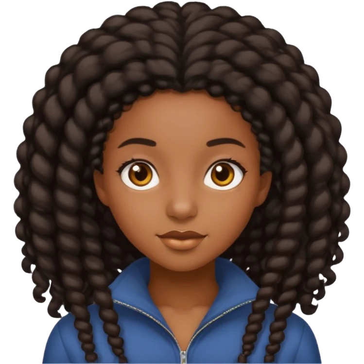 A black girl with long coily hair  emoji