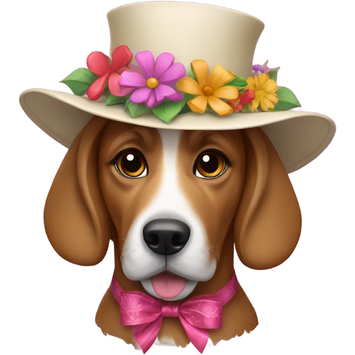 Dog in Kentucky derby hat emoji