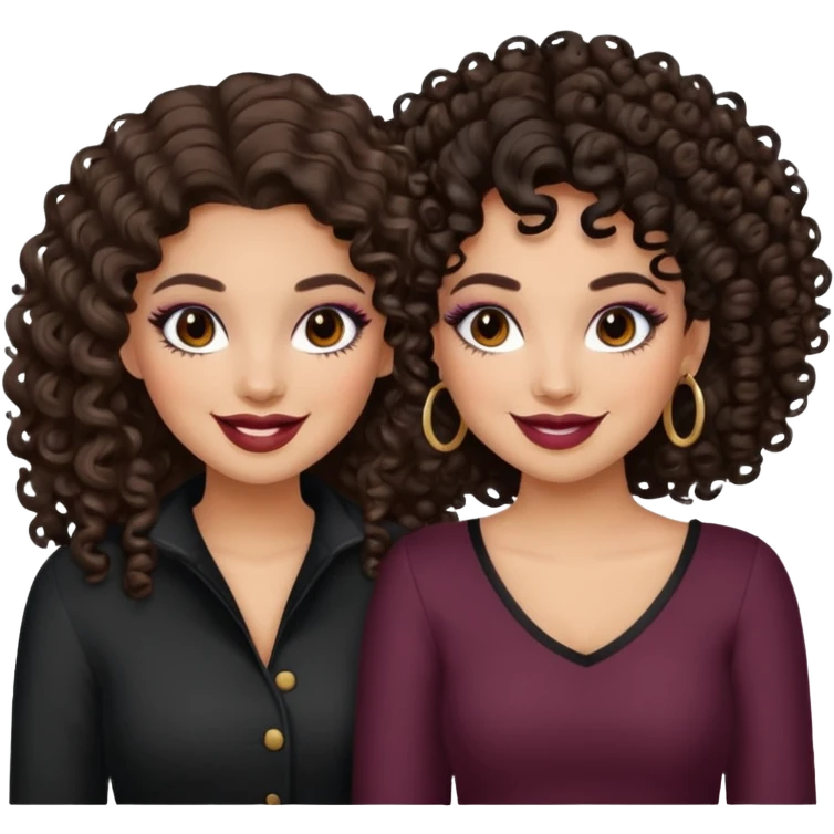 Boujy baddie best friends, trendy heavy makeup both dark hair one light skinned and one light brown with curls  emoji