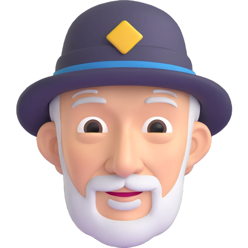 elderly man, 60 years old, wearing a hat emoji