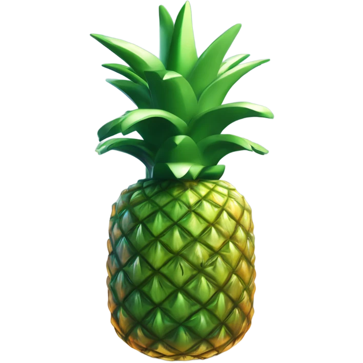 3D elegant pineapple🍍  with big shiny eyes 👀 pineapple holds mirror with its reflection 🪞🍍 emoji