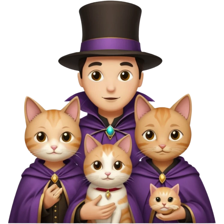 magician couple and their pet cat emoji