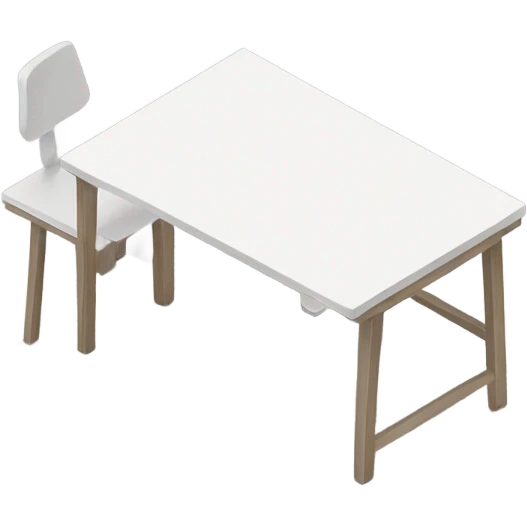 minimalist-clean-desk-with-grey-white-wood-colorway-no chair-front perspective emoji