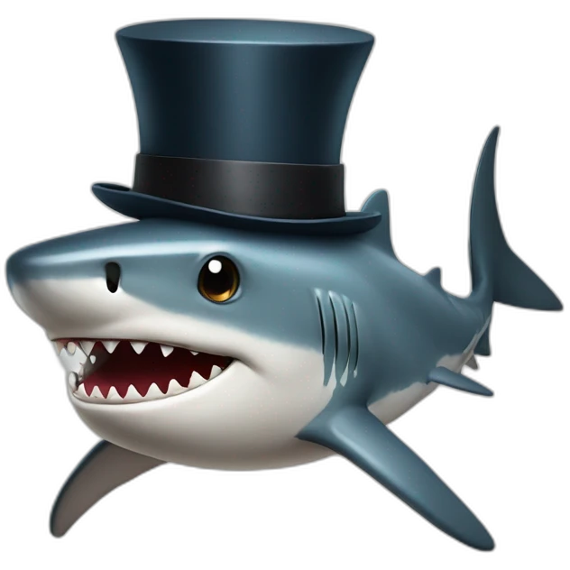 Shark with a top hat emoji