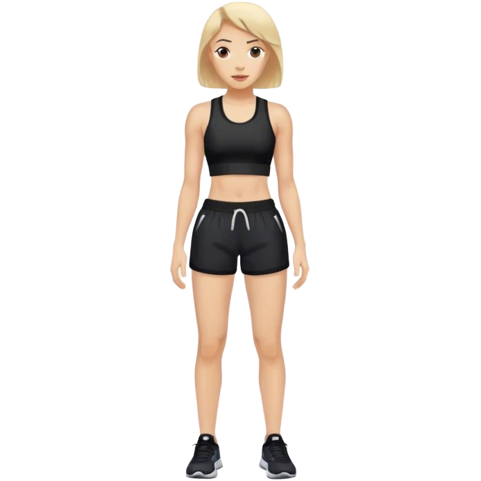 front view of full legs female with black gym shorts emoji
