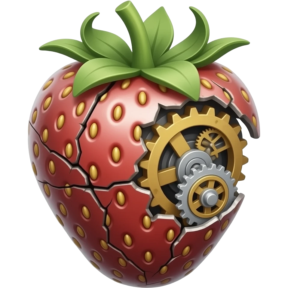 rusty broken mechanical strawberry emoji