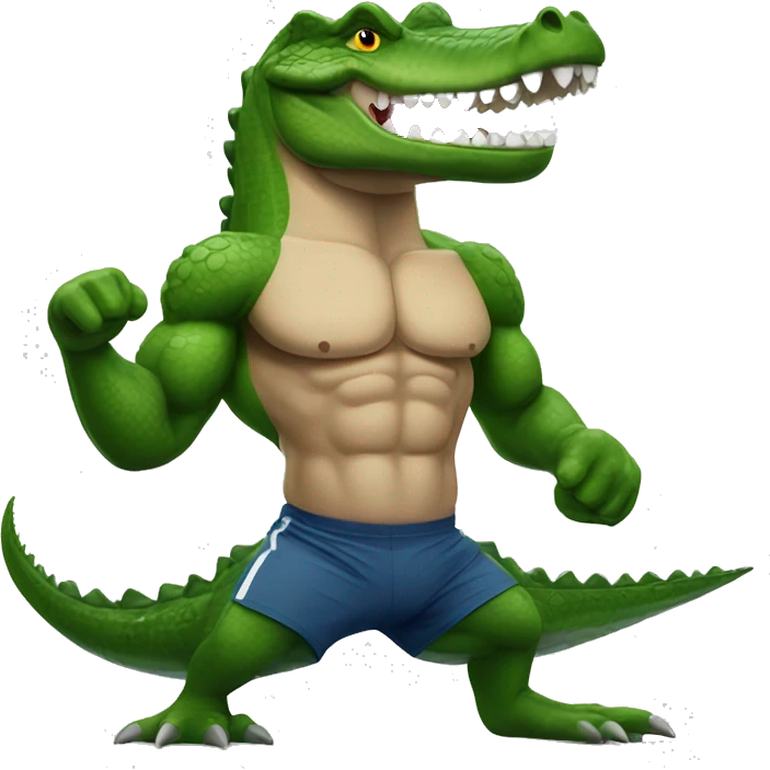 Bodybuilding crocodile emoji