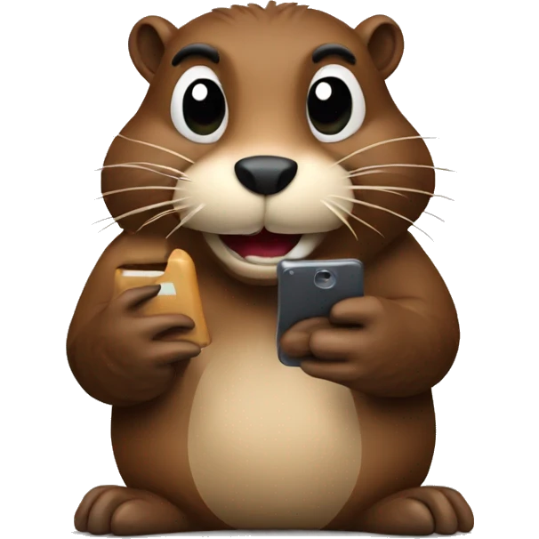 beaver holding a cell phone emoji