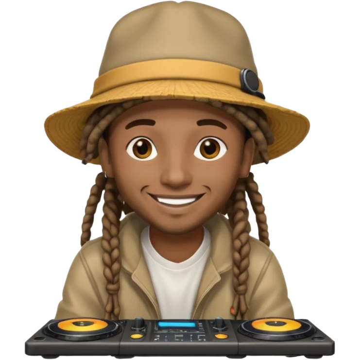 dreadlocks, DJ with wide-brim cap emoji